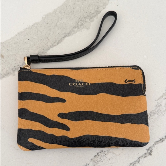 Coach Handbags - Coach Corner Zip Wristlet Tiger Print